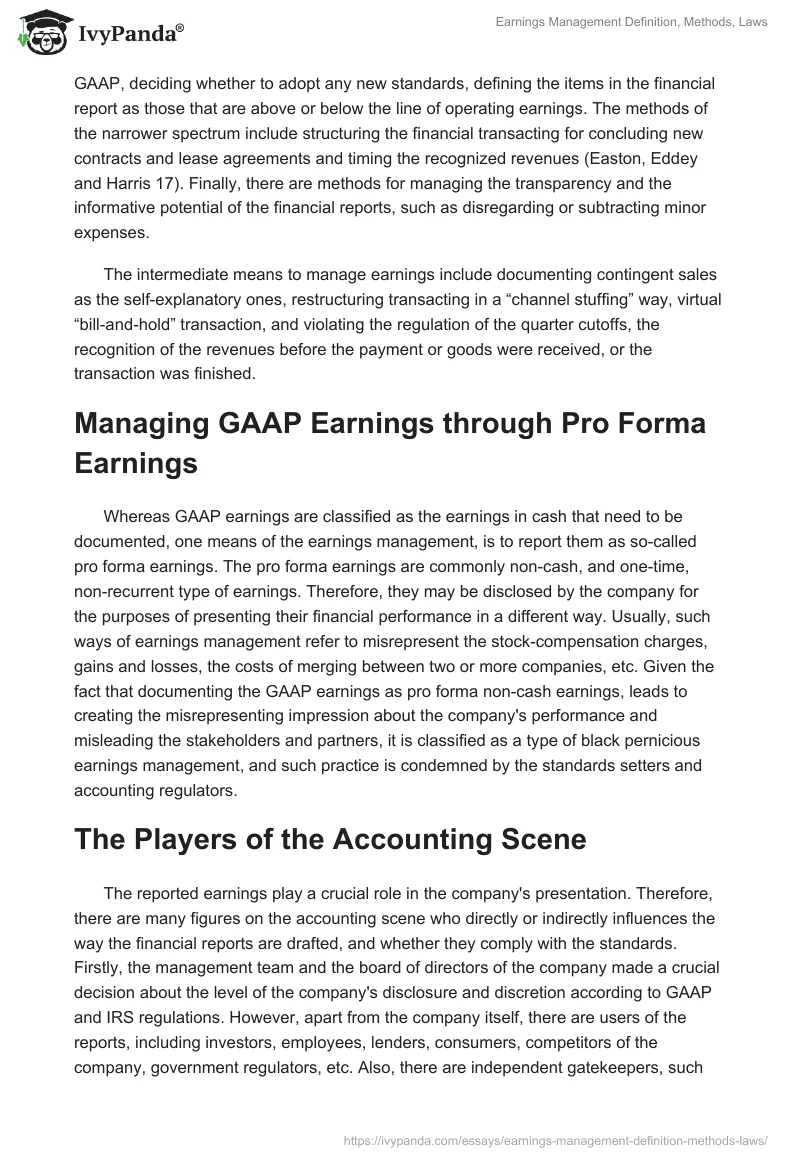 Earnings Management Definition, Methods, Laws. Page 2