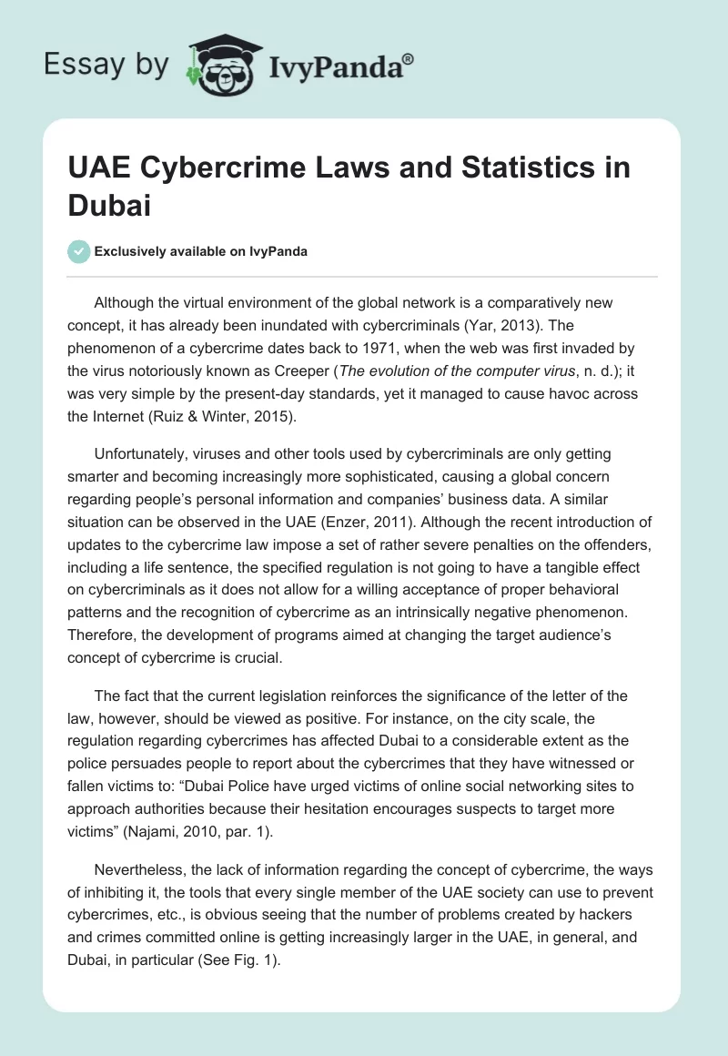 UAE Cybercrime Laws and Statistics in Dubai. Page 1