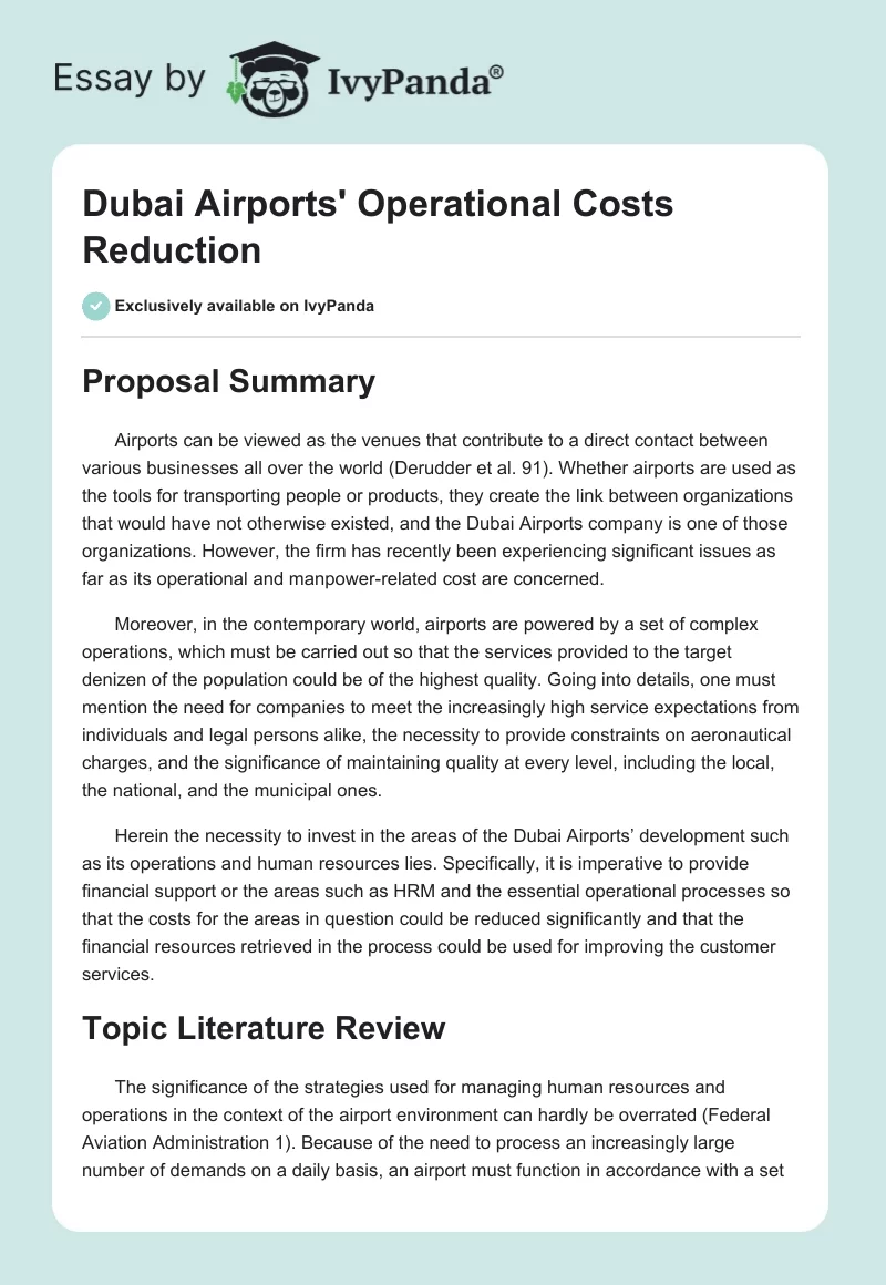 Dubai Airports' Operational Costs Reduction. Page 1