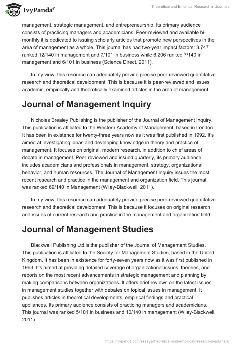 Theoretical and Empirical Research in Journals. Page 4