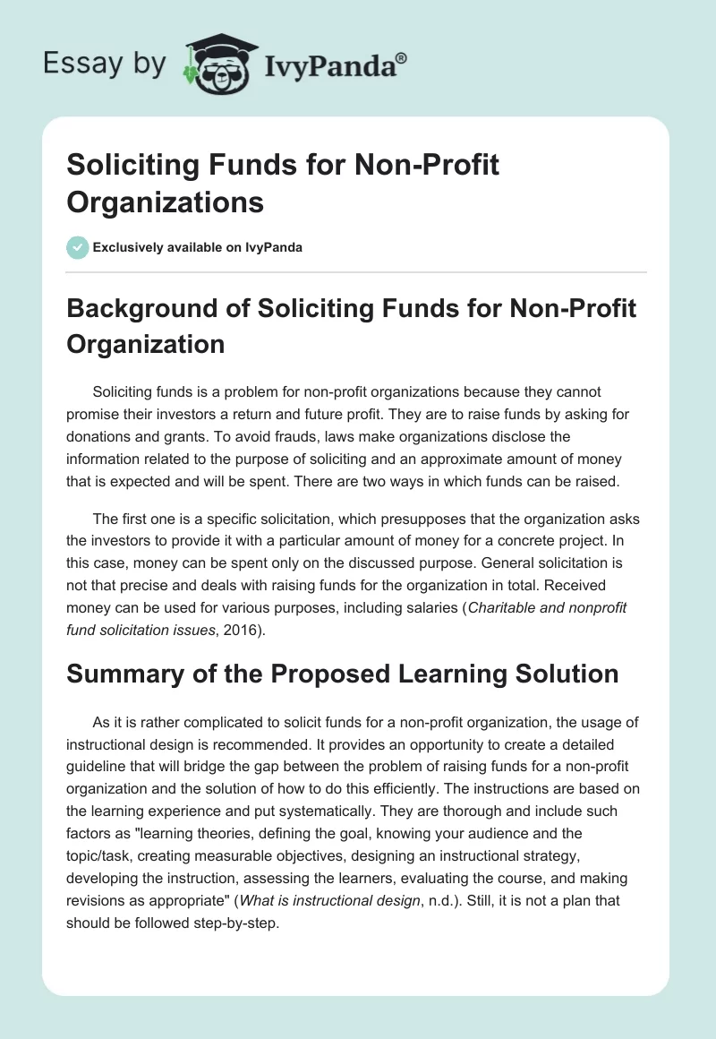 Soliciting Funds for Non-Profit Organizations. Page 1