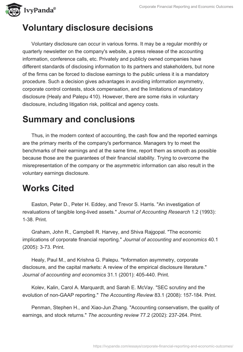 Corporate Financial Reporting and Economic Outcomes. Page 3
