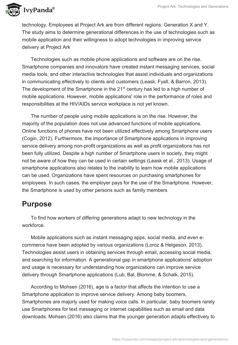 Project Ark: Technologies and Generations. Page 3