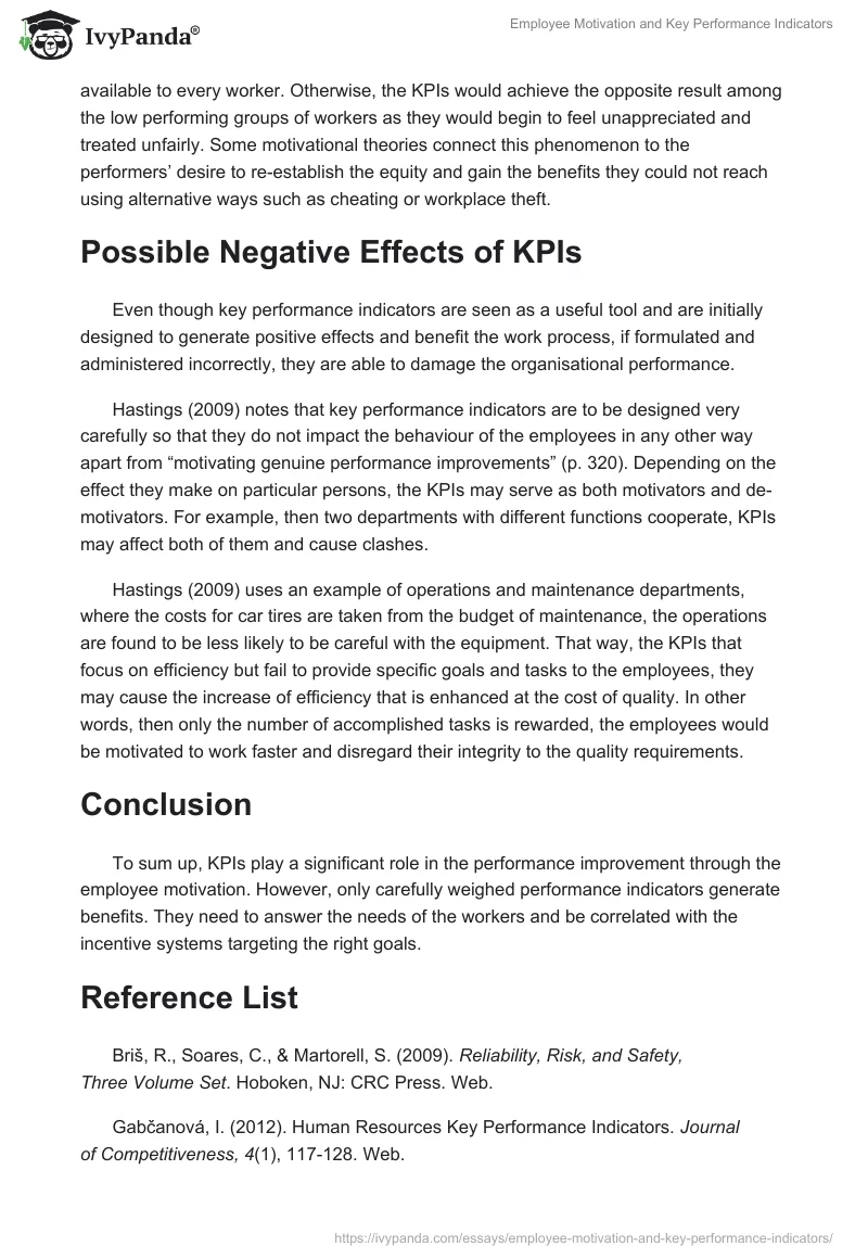 Employee Motivation and Key Performance Indicators. Page 3