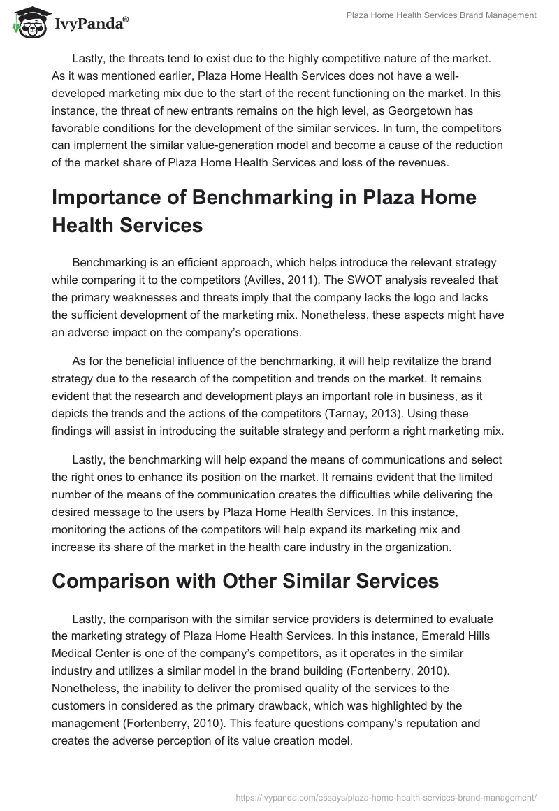 Plaza Home Health Services Brand Management. Page 3