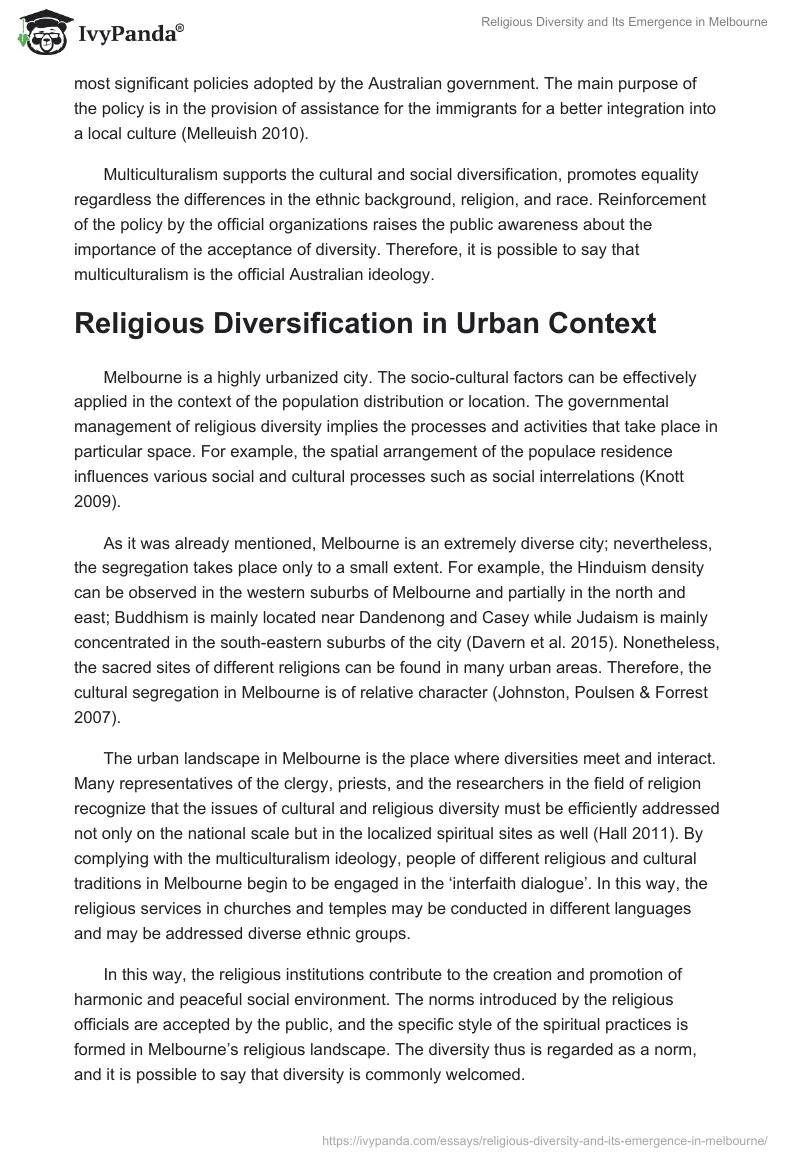 Religious Diversity and Its Emergence in Melbourne. Page 2