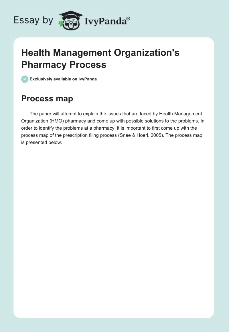 Health Management Organization's Pharmacy Process. Page 1