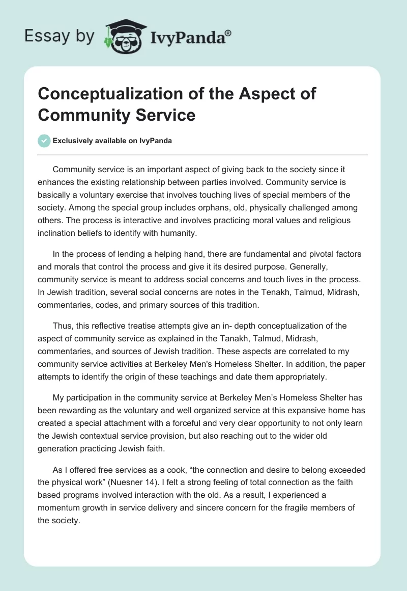 Conceptualization of the Aspect of Community Service. Page 1