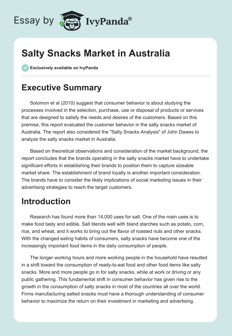 Salty Snacks Market in Australia. Page 1