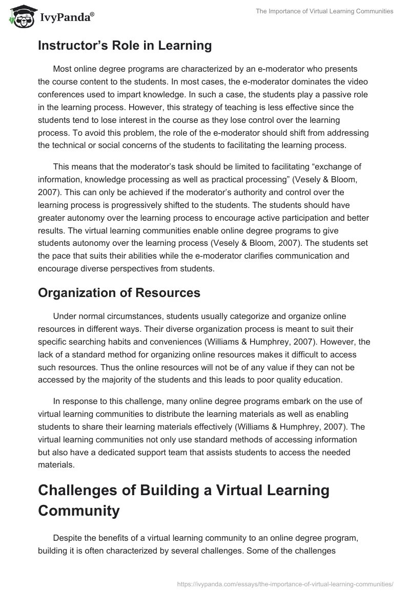 The Importance of Virtual Learning Communities. Page 3