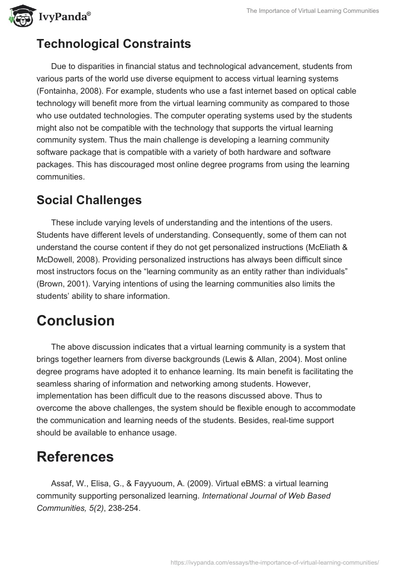 The Importance of Virtual Learning Communities. Page 5