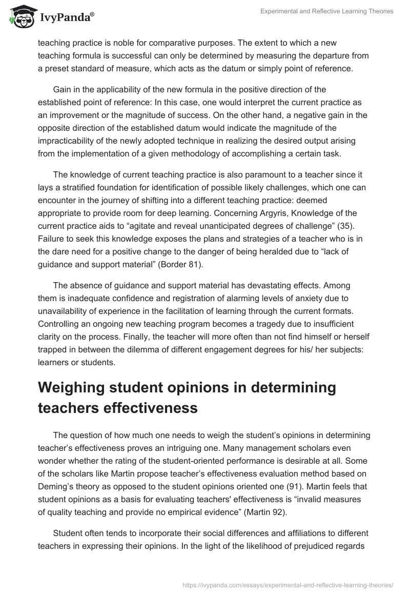 Experimental and Reflective Learning Theories. Page 3