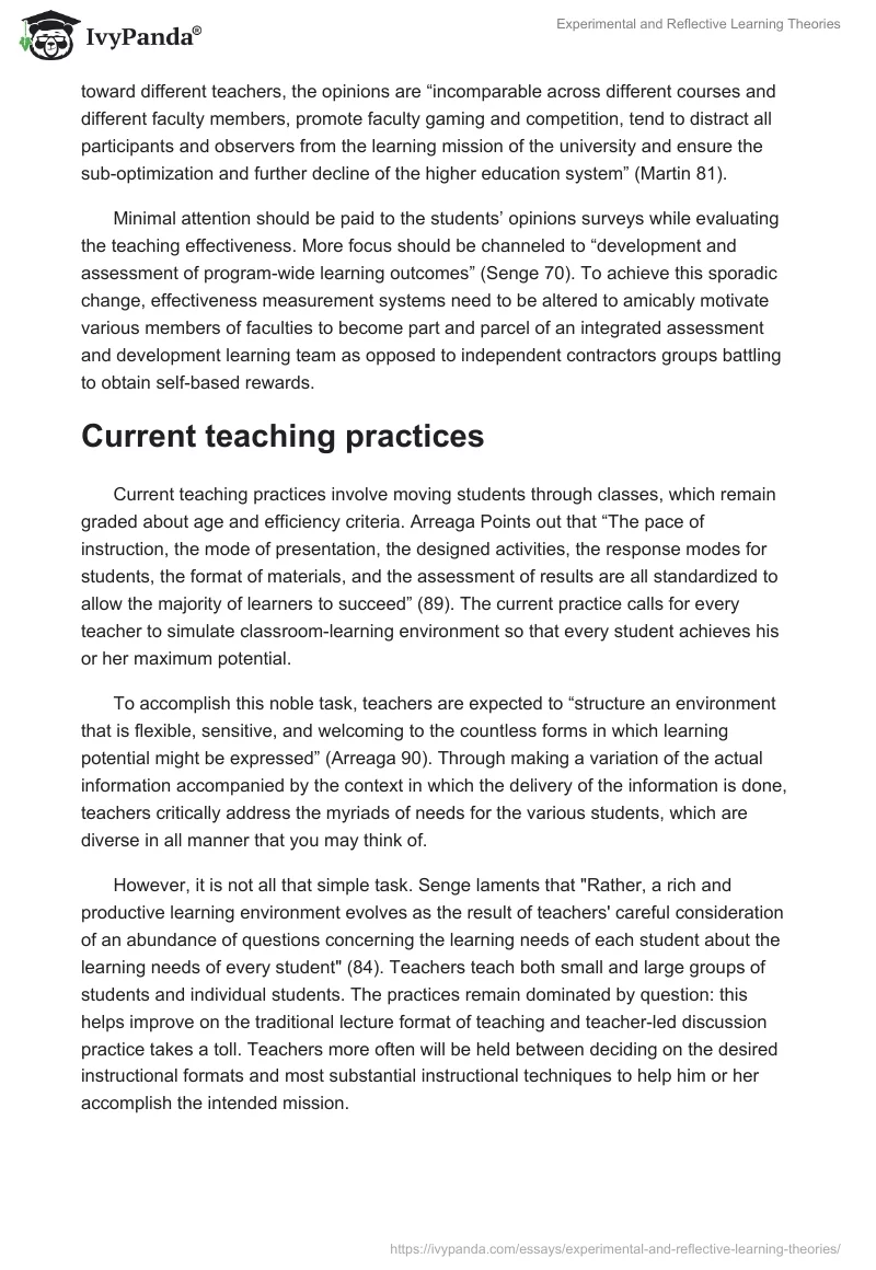 Experimental and Reflective Learning Theories. Page 4