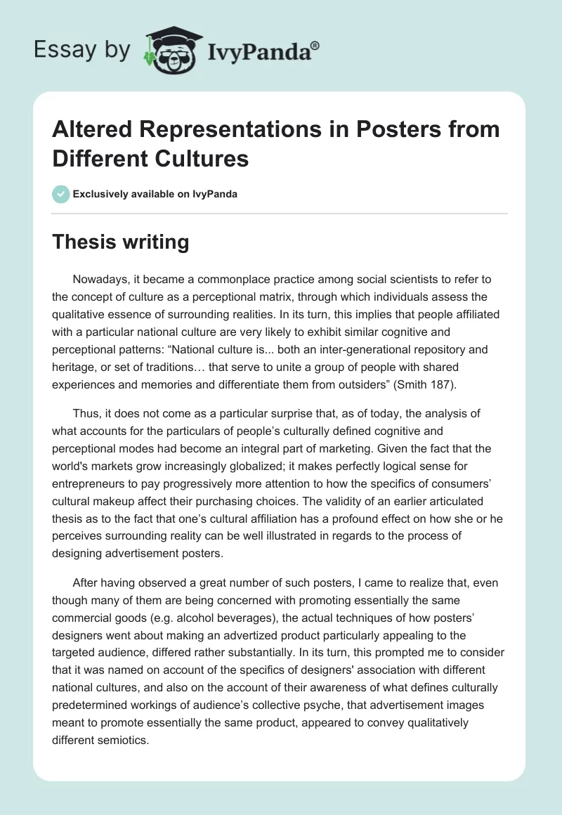 Altered Representations in Posters from Different Cultures. Page 1