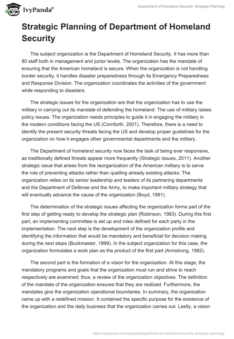 Department of Homeland Security: Strategic Planning. Page 2
