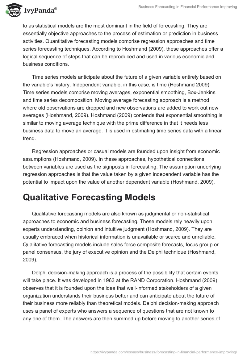 Business Forecasting in Financial Performance Improving. Page 2
