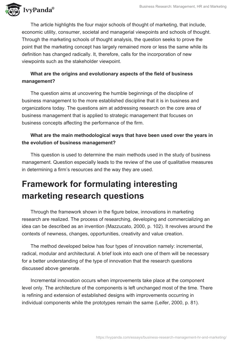 Business Research: Management, HR and Marketing. Page 3