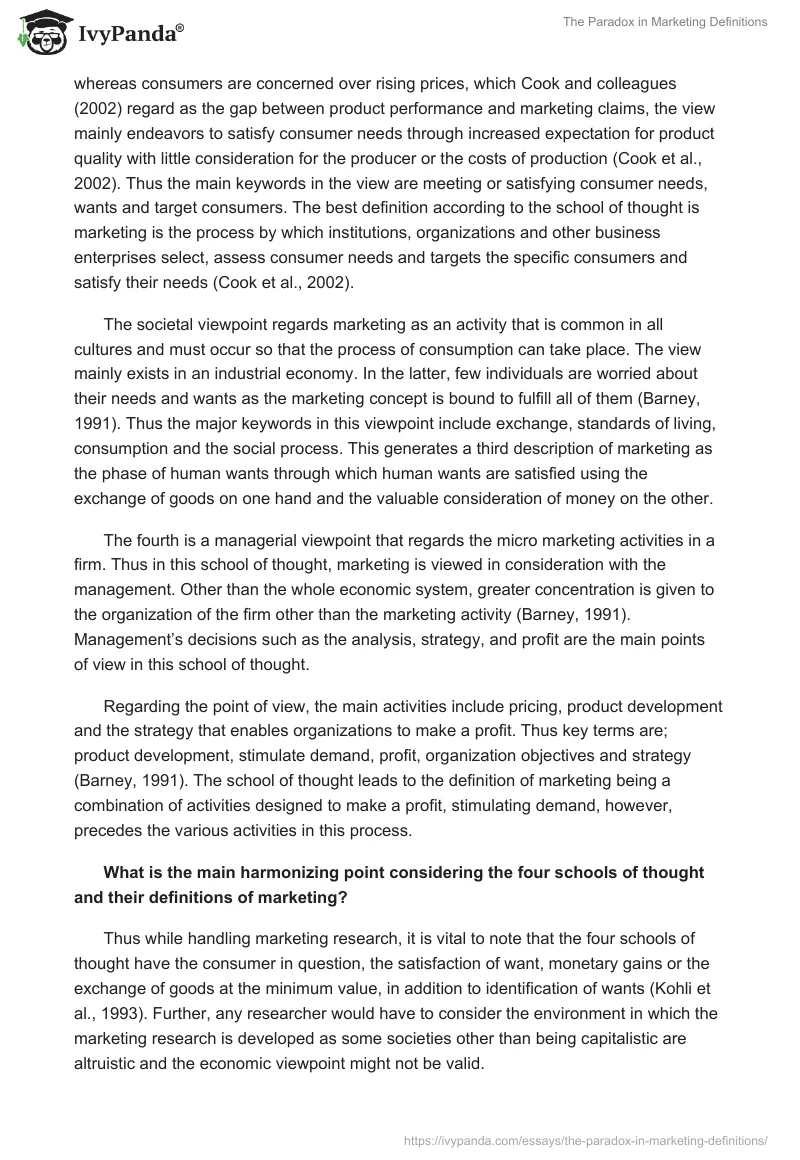 The Paradox in Marketing Definitions. Page 2