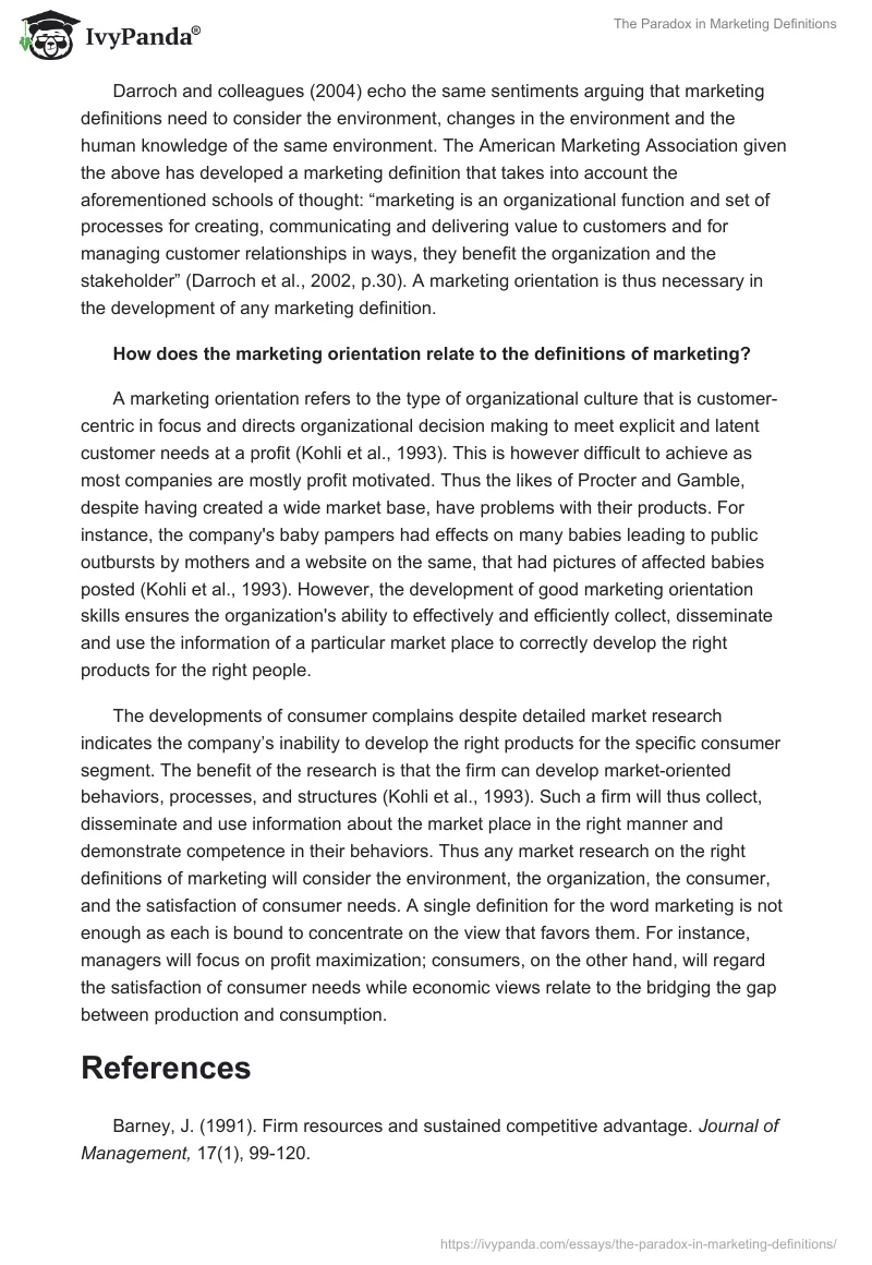 The Paradox in Marketing Definitions. Page 3