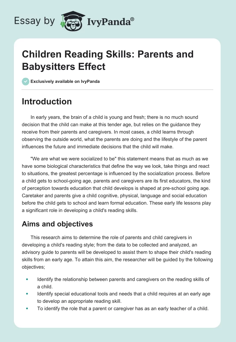 Children Reading Skills: Parents and Babysitters Effect. Page 1