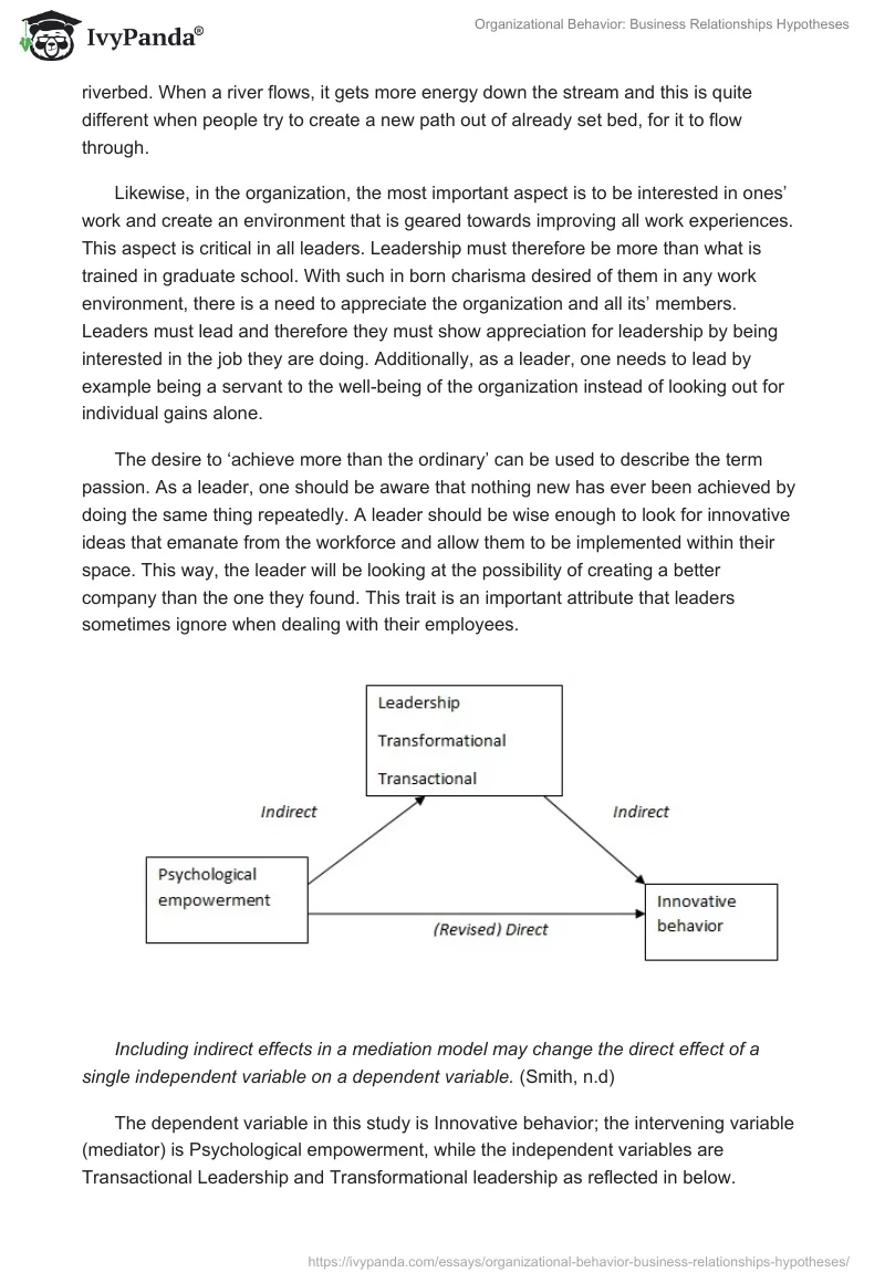 Organizational Behavior: Business Relationships Hypotheses. Page 4