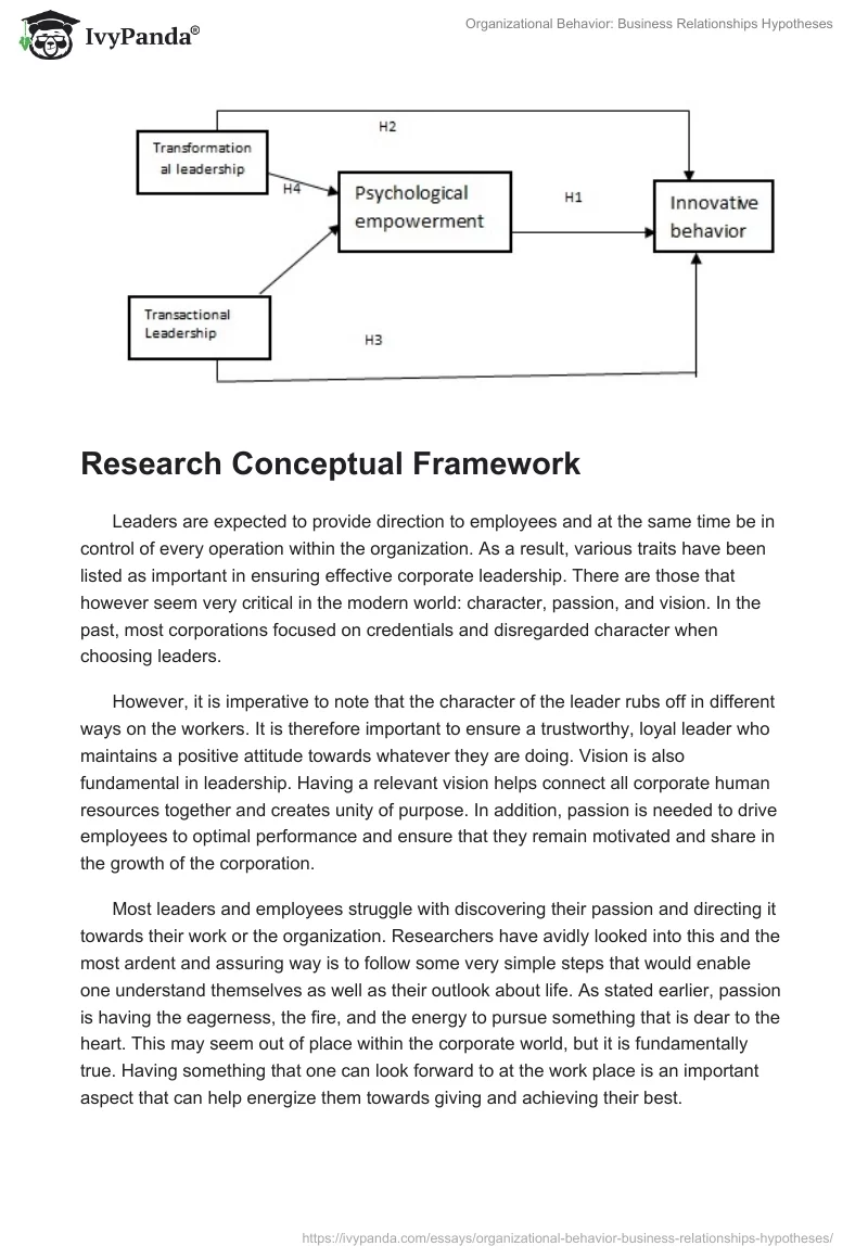 Organizational Behavior: Business Relationships Hypotheses. Page 5