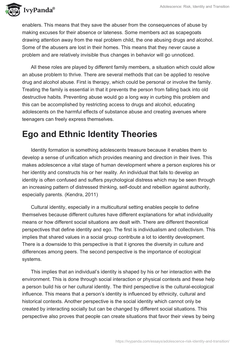 Adolescence: Risk, Identity and Transition. Page 2