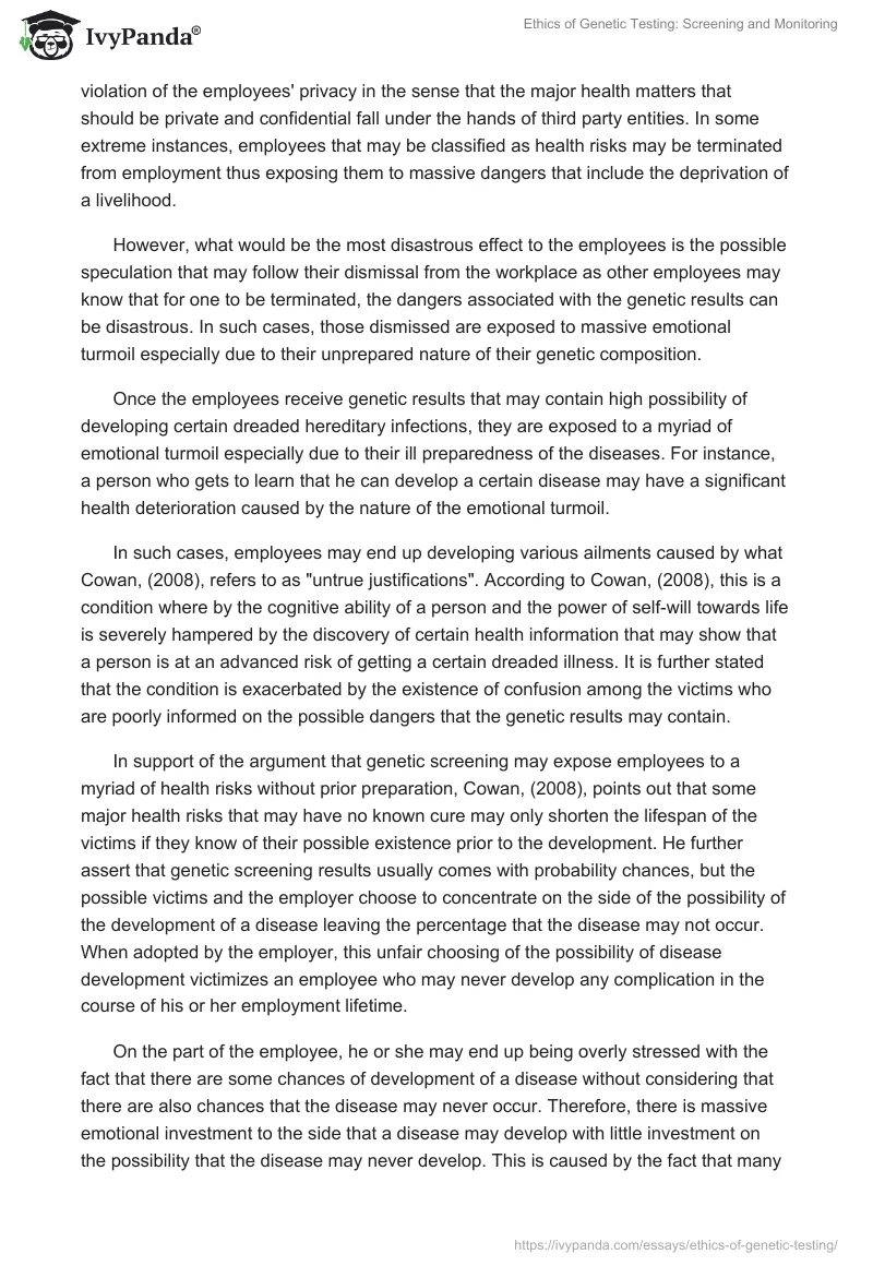 Ethics of Genetic Testing: Screening and Monitoring. Page 2