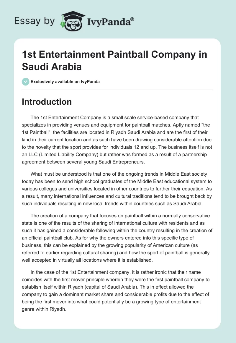 1st Entertainment Paintball Company in Saudi Arabia. Page 1