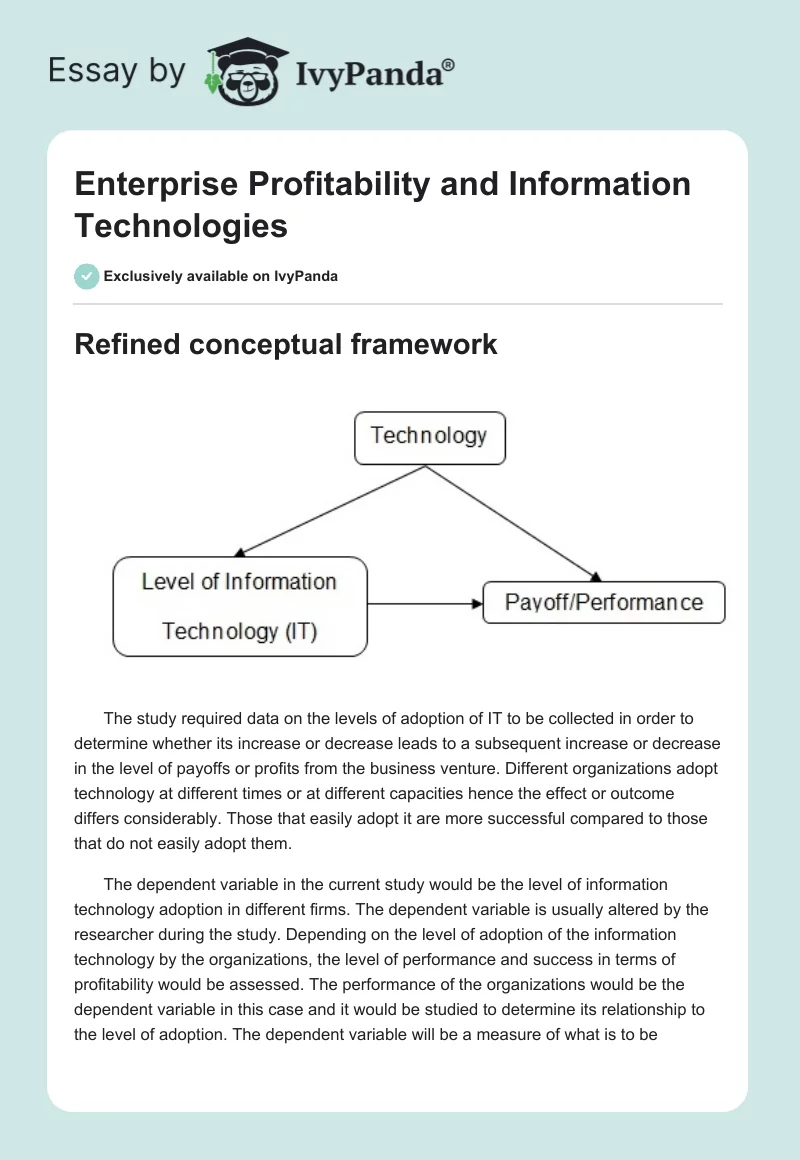 Enterprise Profitability and Information Technologies. Page 1