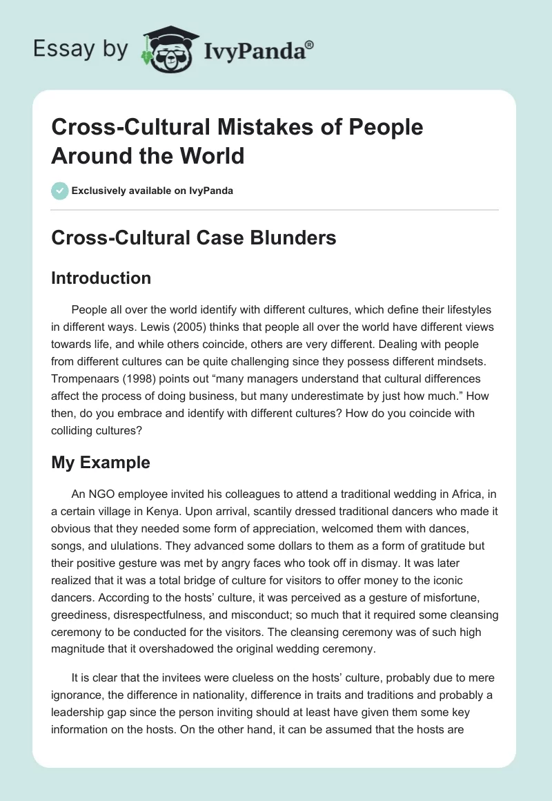 Cross-Cultural Mistakes of People Around the World. Page 1
