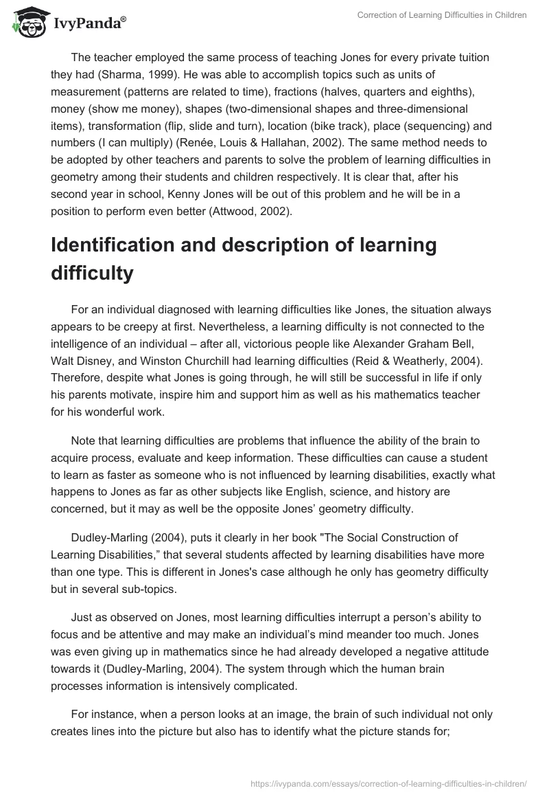 Correction of Learning Difficulties in Children. Page 5