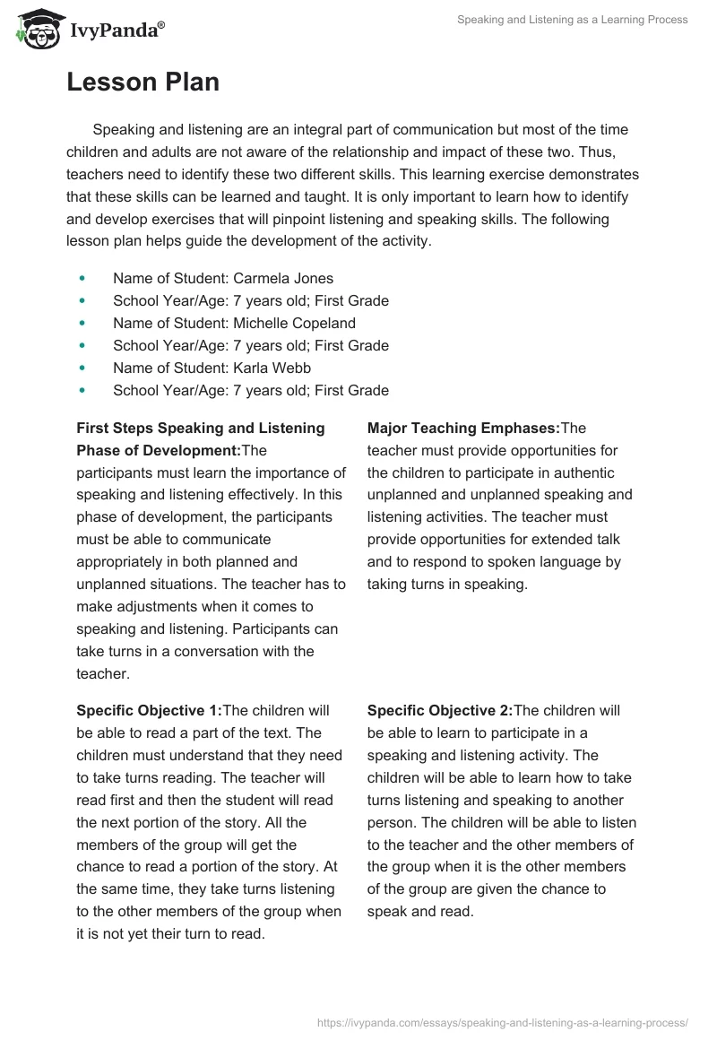 Speaking and Listening as a Learning Process. Page 3