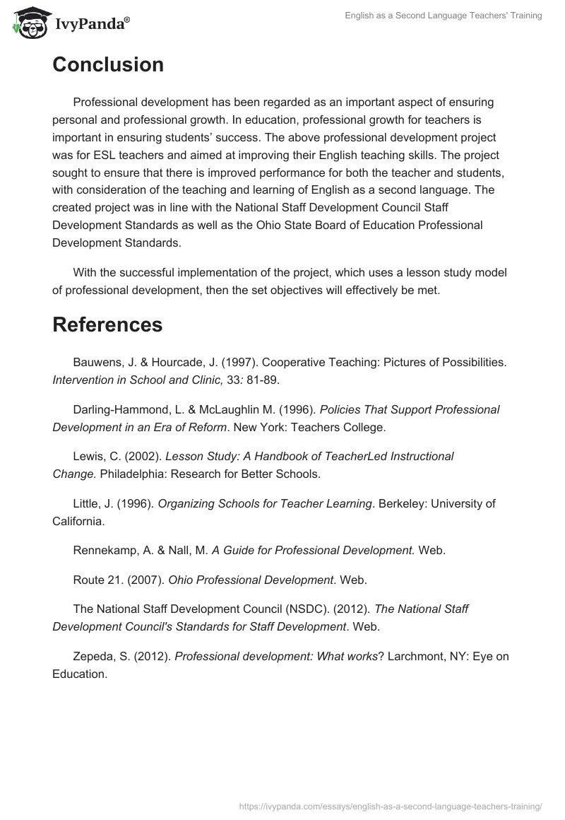 English as a Second Language Teachers' Training. Page 5