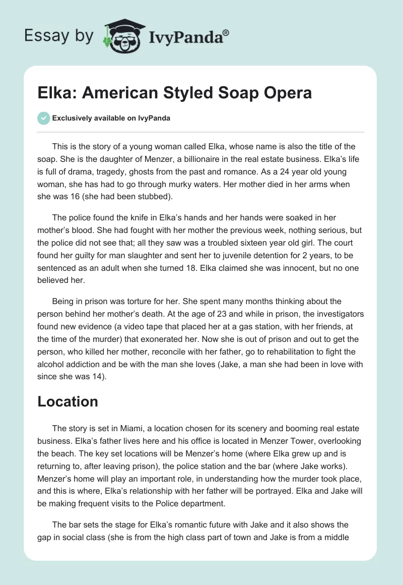 Elka: American Styled Soap Opera. Page 1