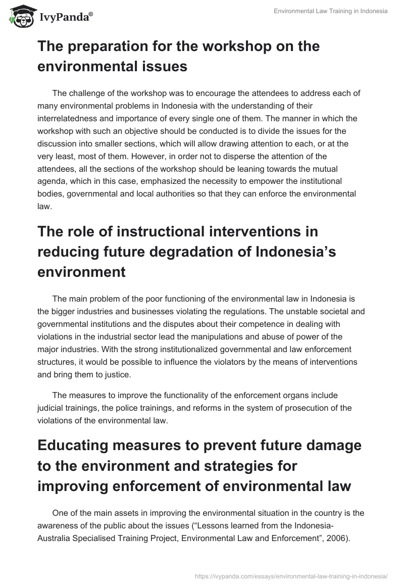 Environmental Law Training in Indonesia. Page 3