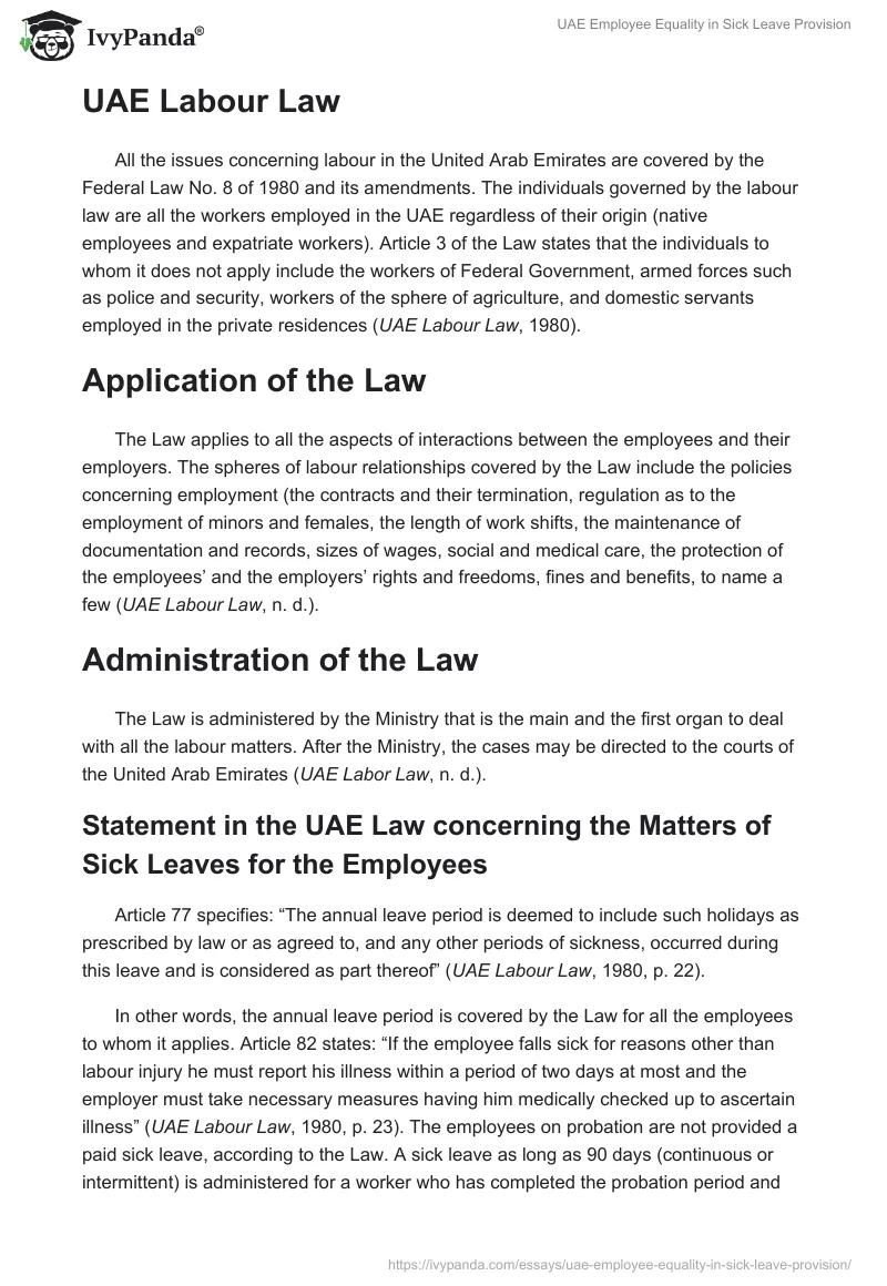 UAE Employee Equality in Sick Leave Provision. Page 2