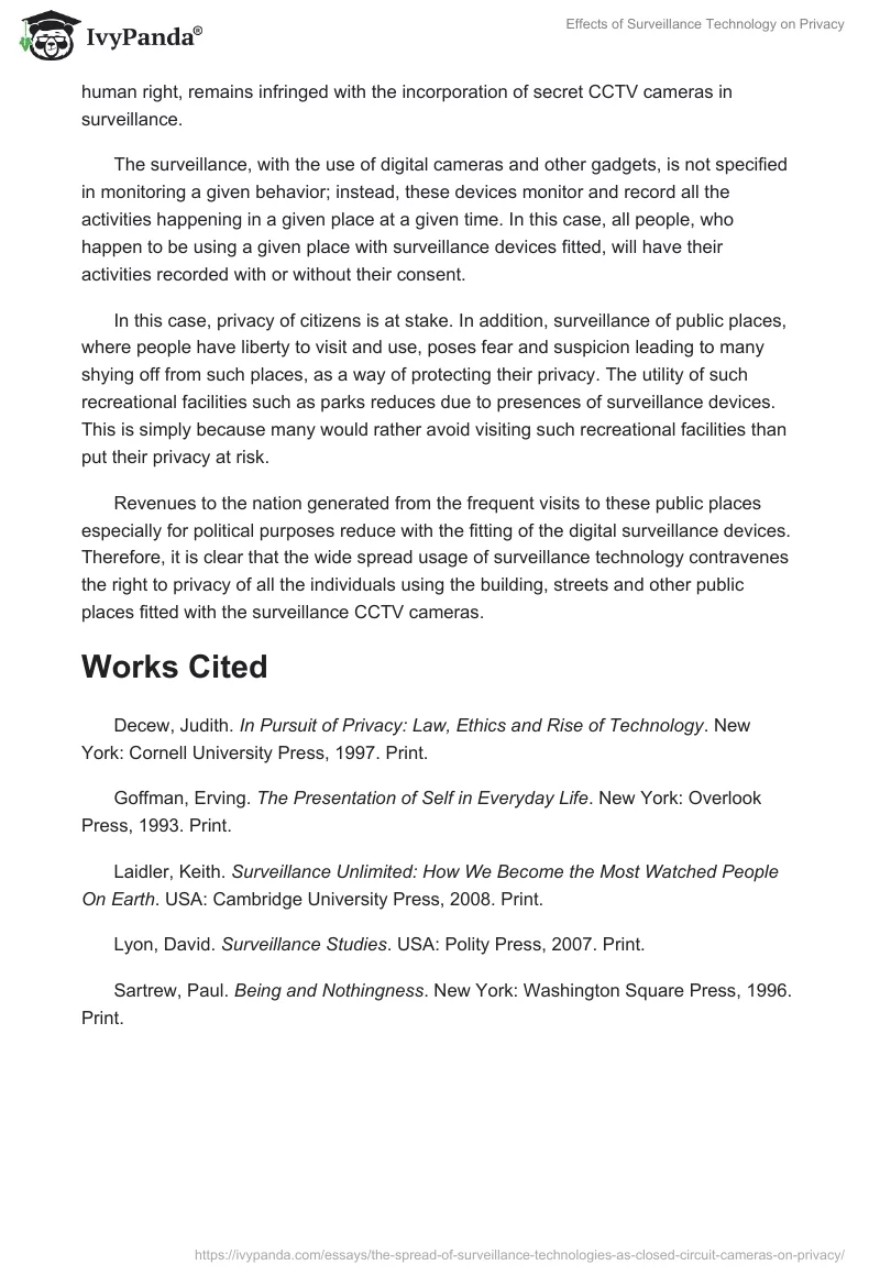 Effects of Surveillance Technology on Privacy. Page 5