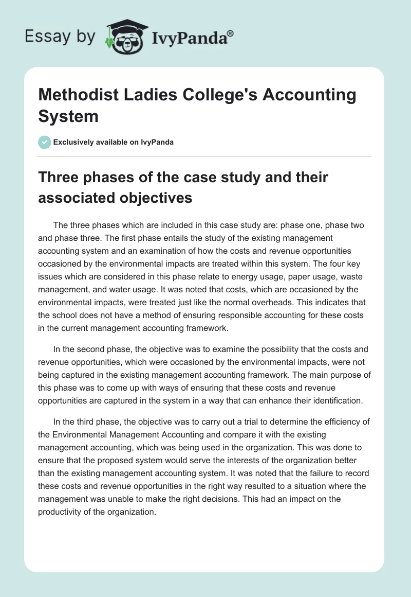 Methodist Ladies College's Accounting System. Page 1