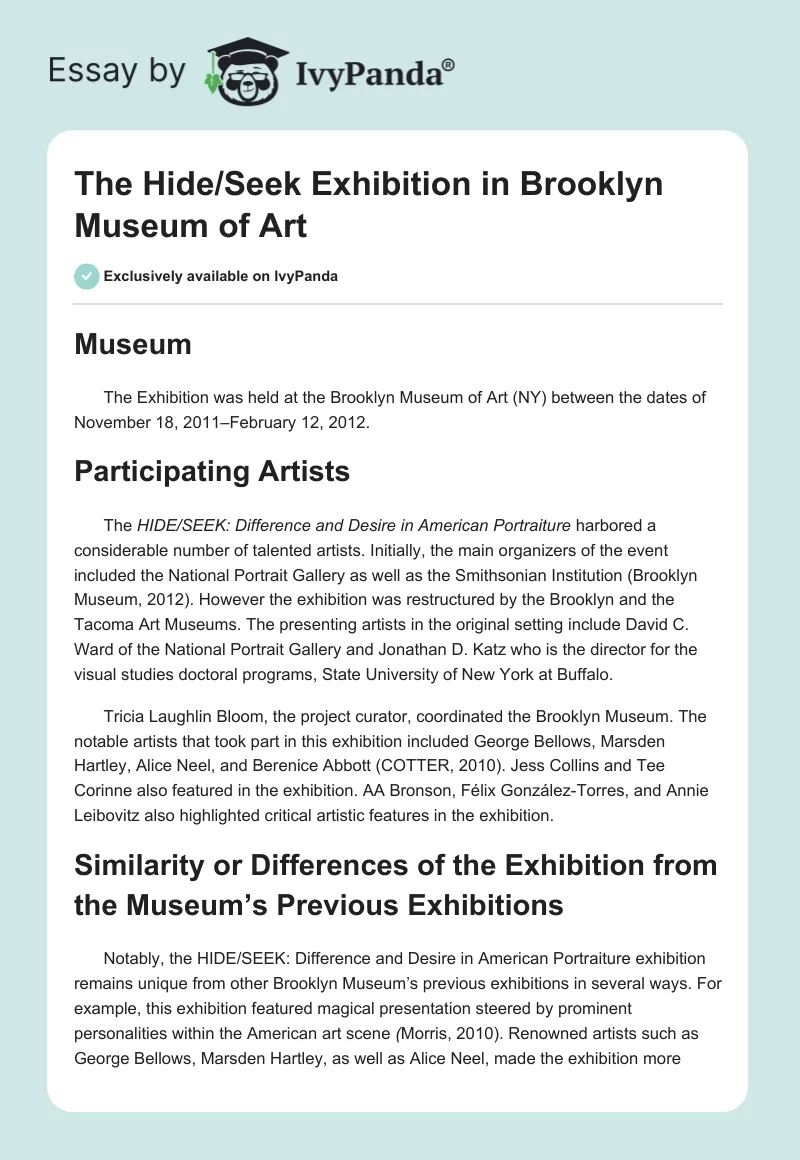 The Hide/Seek Exhibition in Brooklyn Museum of Art. Page 1