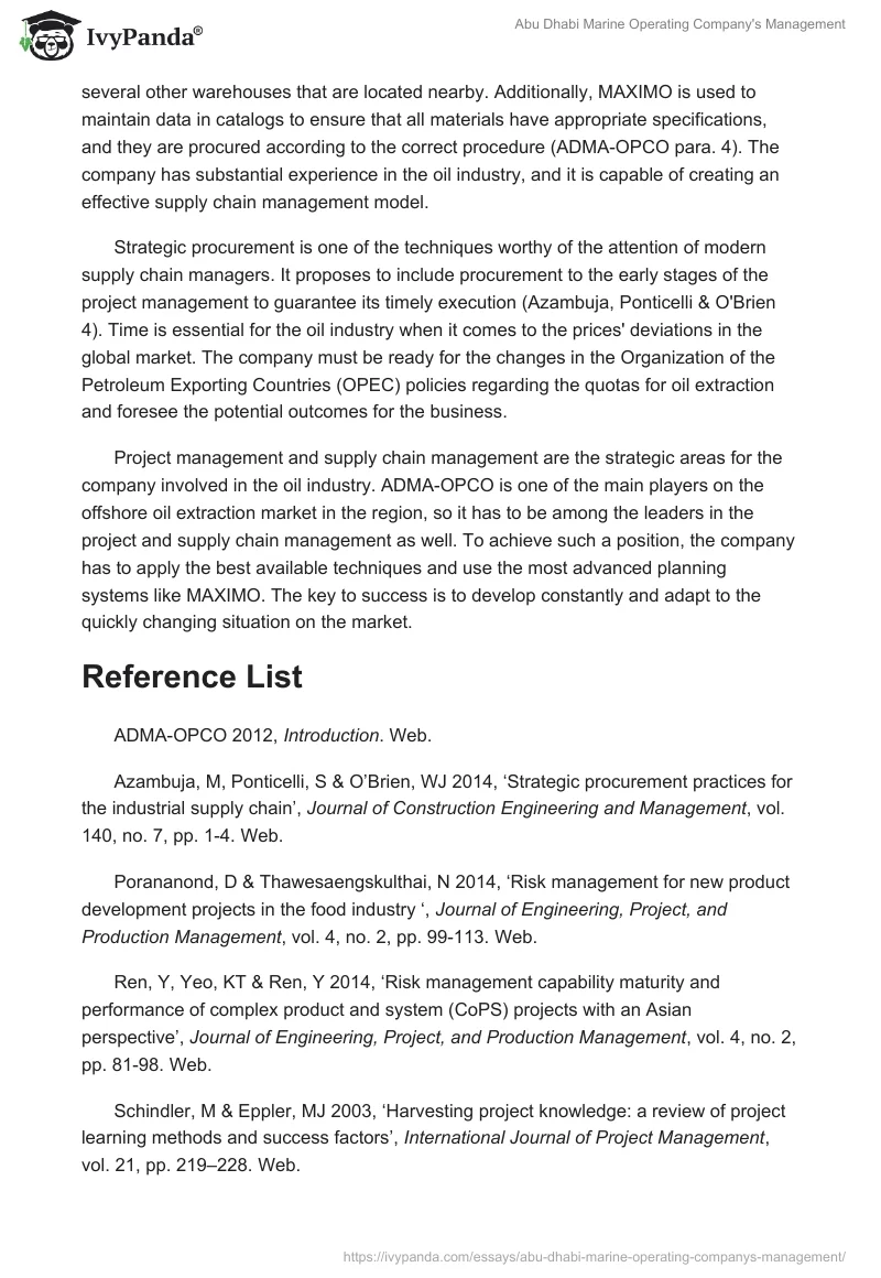 Abu Dhabi Marine Operating Company's Management. Page 2