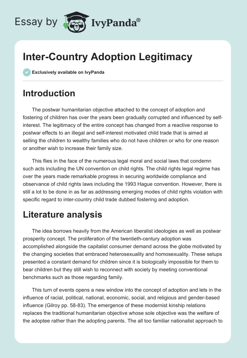 Inter-Country Adoption Legitimacy. Page 1