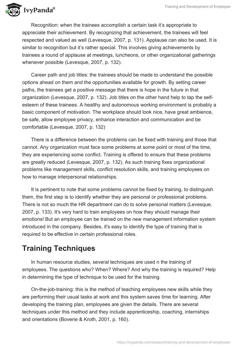 Training and Development of Employee. Page 3