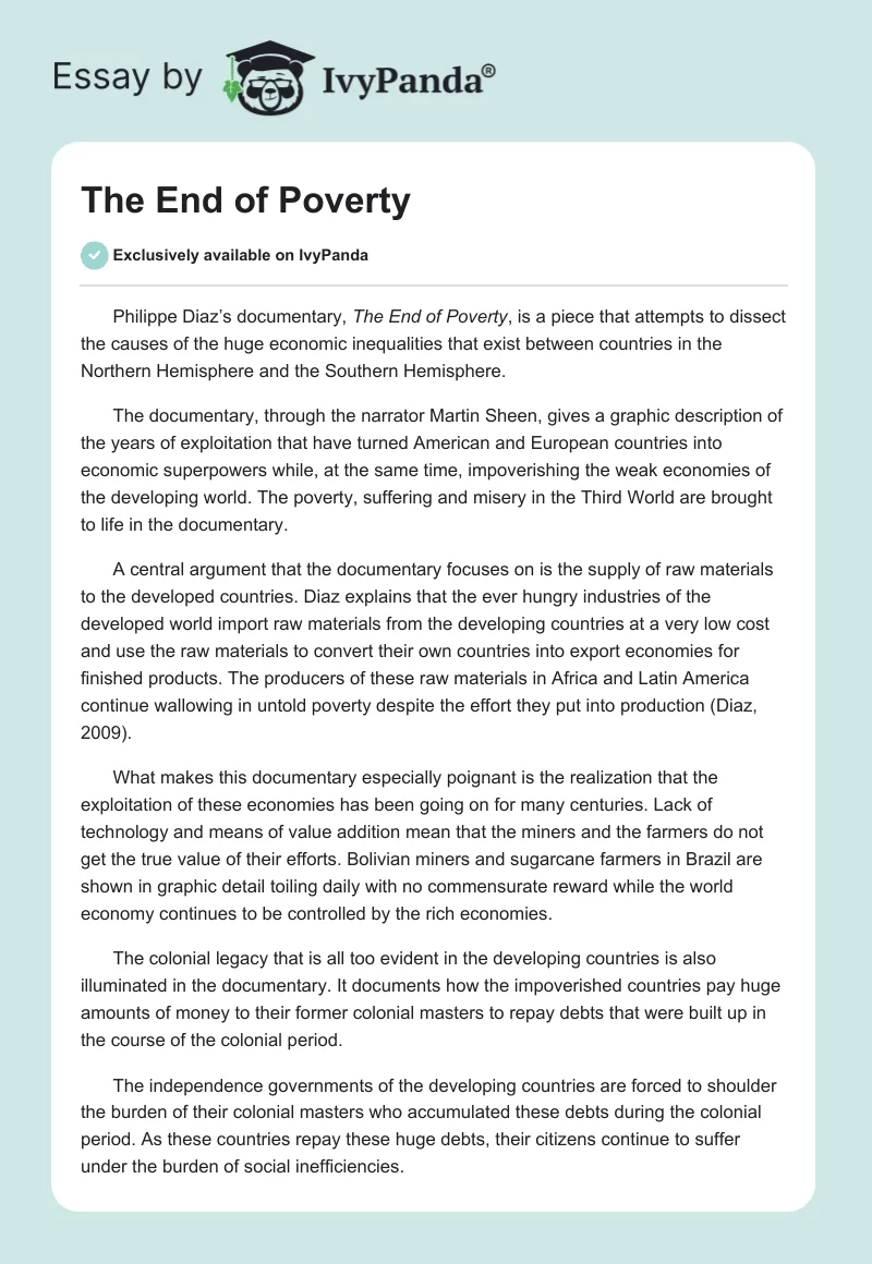 The End of Poverty. Page 1