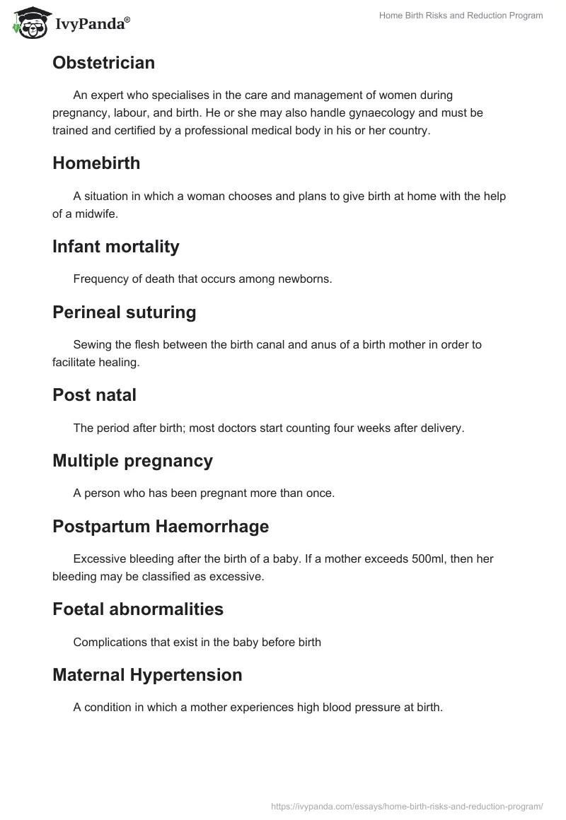 Home Birth Risks and Reduction Program. Page 4