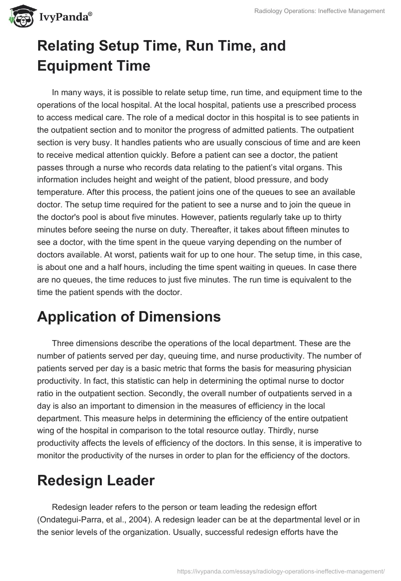 Radiology Operations: Ineffective Management. Page 3