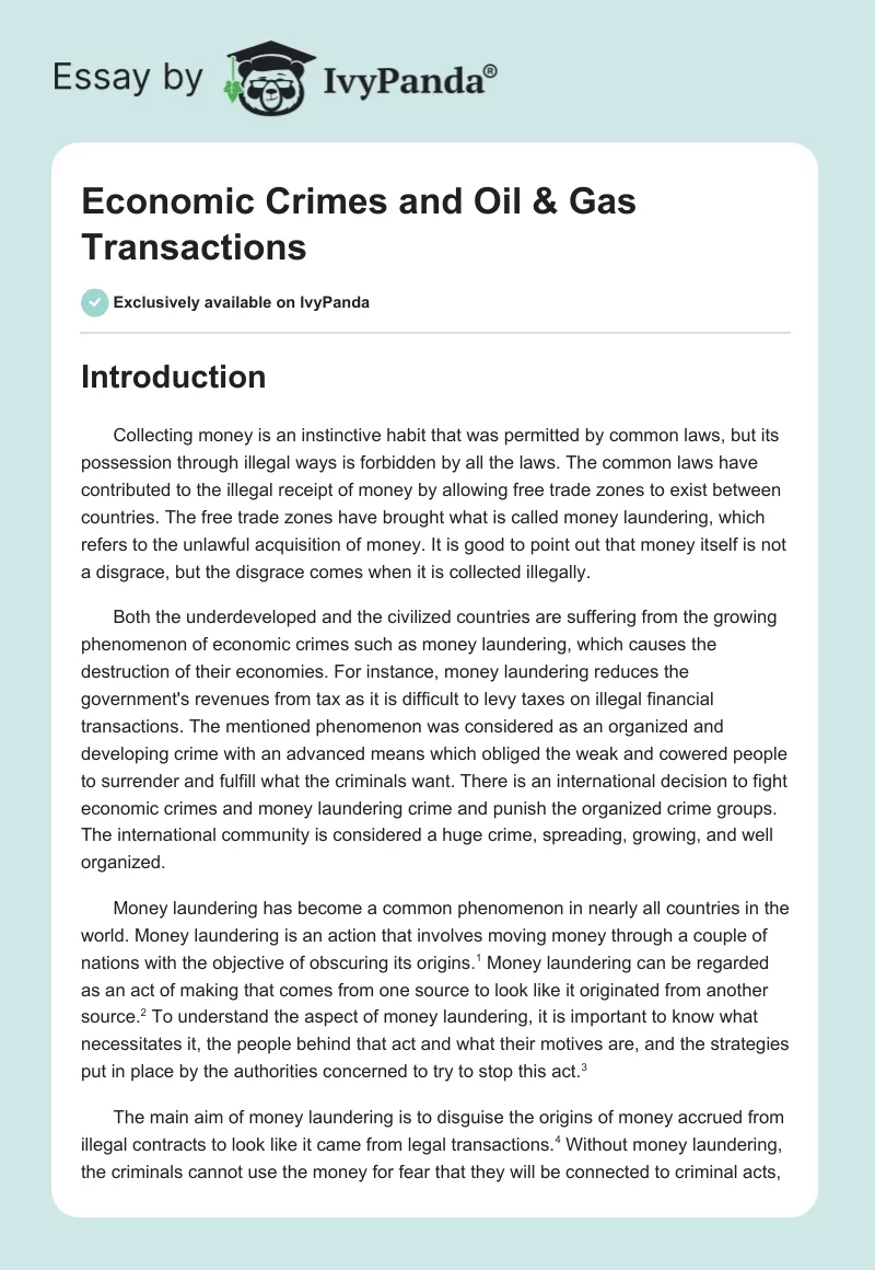 Economic Crimes and Oil & Gas Transactions. Page 1