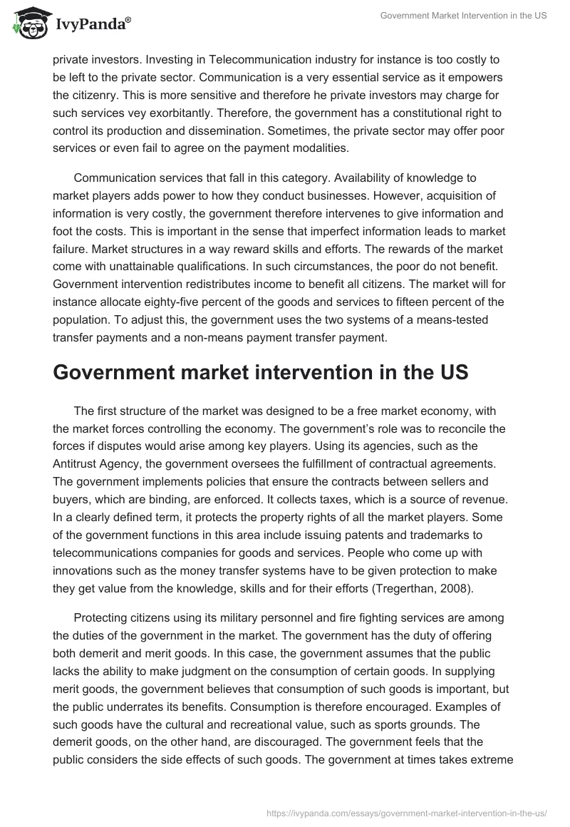 Government Market Intervention in the US. Page 2