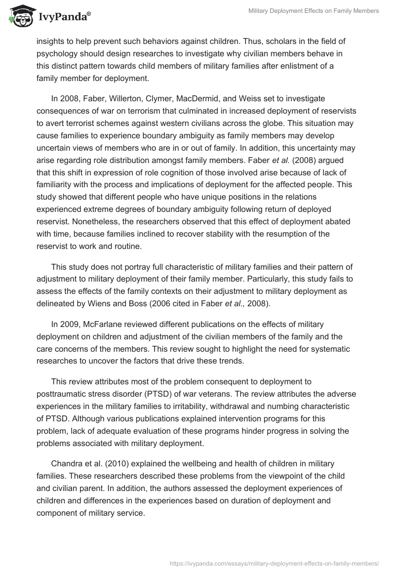 Military Deployment Effects on Family Members. Page 2