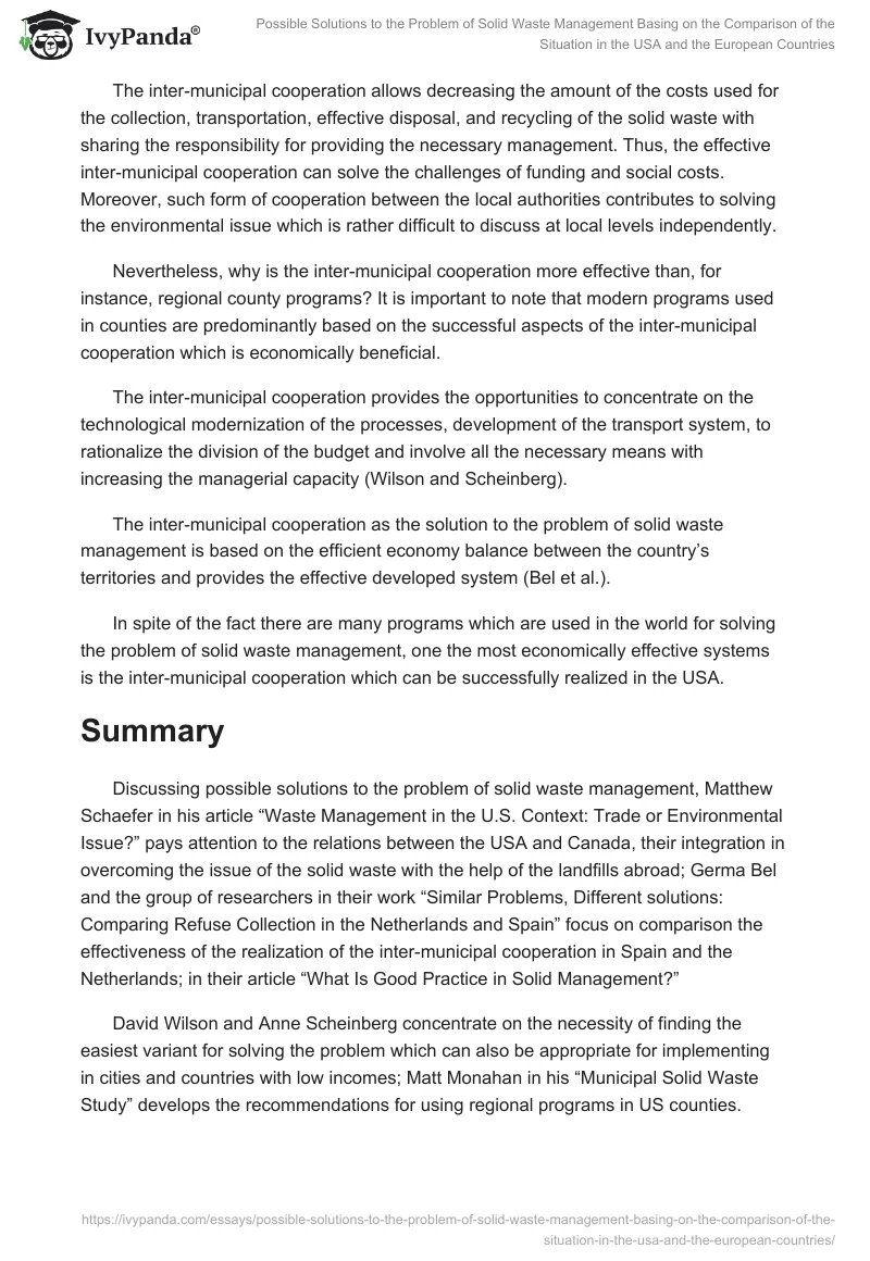 Possible Solutions to the Problem of Solid Waste Management Basing on the Comparison of the Situation in the USA and the European Countries. Page 3